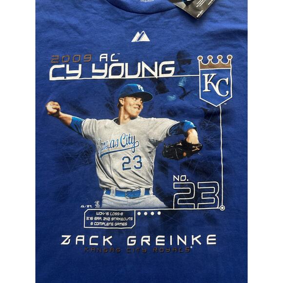 2009 Zack Greinke Kansas City Royals Cy Young Award T-Shirt Majestic Mens XL NWT - Picture 9 of 9